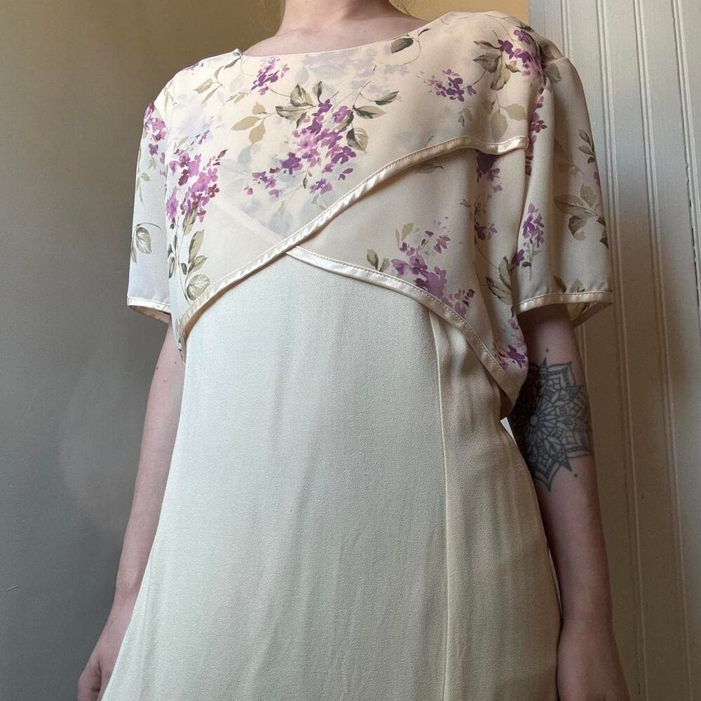 Vintage Christopher & Banks Pale Yellow Short Sleeve Maxi Dress Size 12